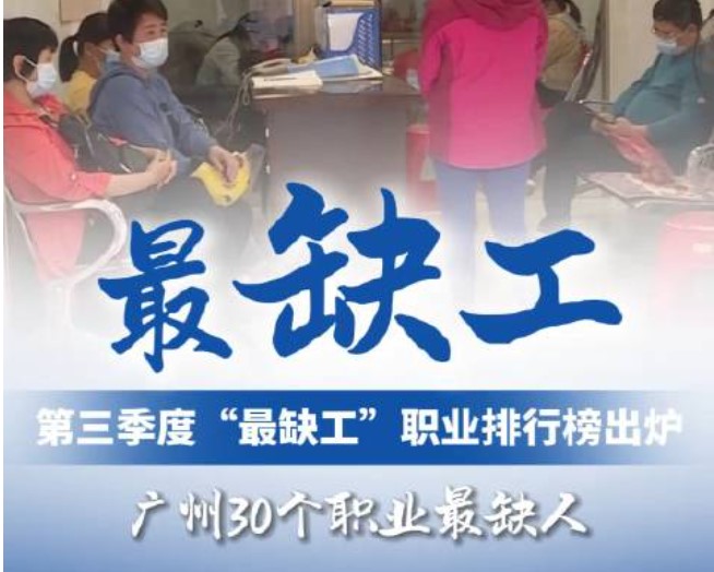 廣州公布2024年第三季度“最缺工”30個(gè)職業(yè)！